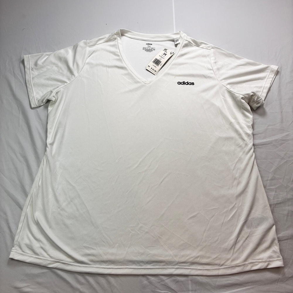 Adidas NWT White Aeroready V-Neck T-Shirt